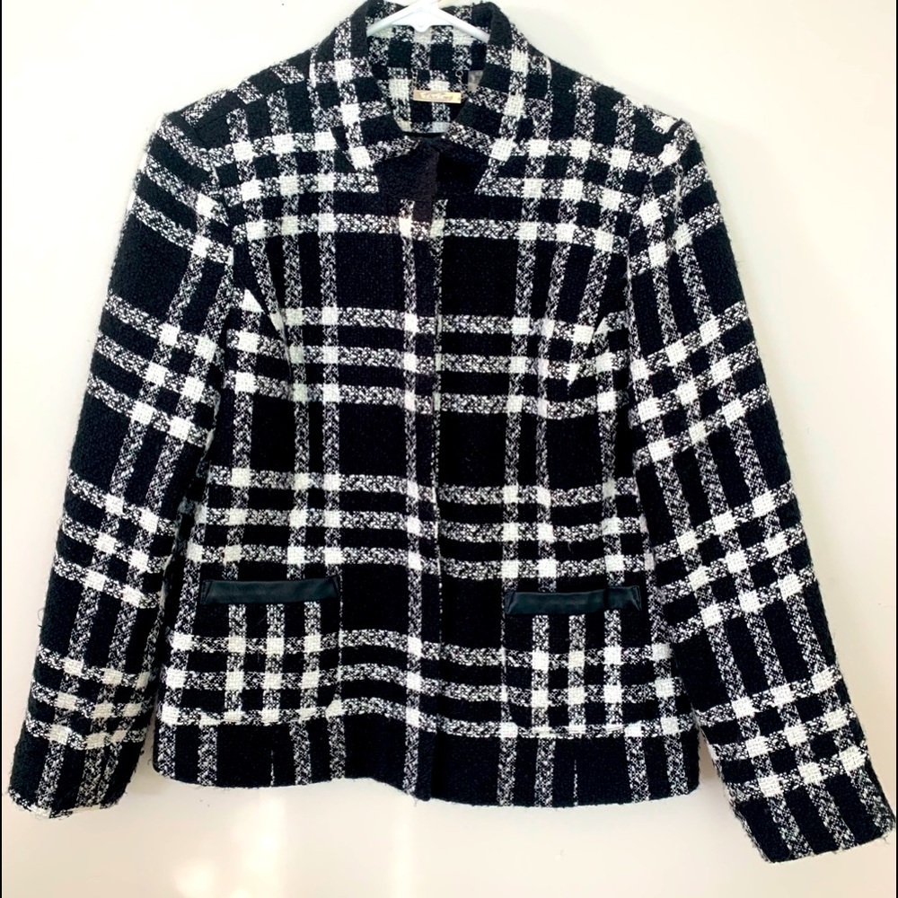 TANJAY PLAID WOOL ZIPPERED WOMEN JACKET SIZE 6